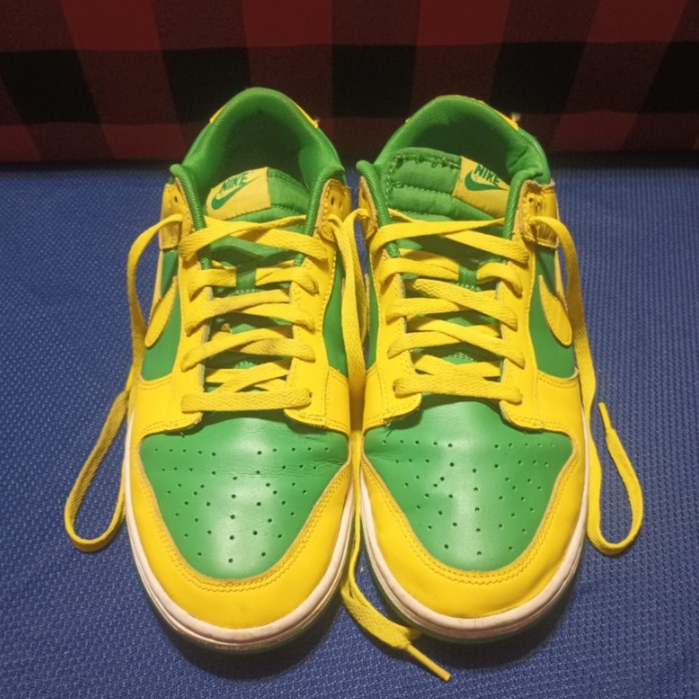 Nike Dunk Low Reverse Brazil Sneakers Shoes Green/Yellow Size 12. EUC DV0833-300